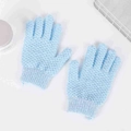 Exfoliating light blue scrub bath gloves with elastic wrist and textured surface - Single Loose Pack / 19g Blue