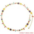 Rainbow gemstone choker with colorful mixed-cut cubic zirconia in gold-tone setting - Gold Multicolor Zirconia Necklace (VL586)