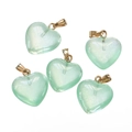 Set of 5 light green translucent acrylic heart pendants with golden metal clasps - Small Glass Green (10pcs/pack)