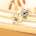 Star-shaped yellow zircon stud earring with silver titanium steel screw back base - Star Screw Stud / Yellow (Single)