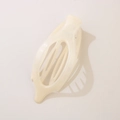 Elegant cream white hollow oval hair claw clip in a minimalist plastic leaf design - Jelly Milk White