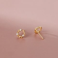 S925 sterling silver flower wreath stud earrings with zircon and gold finish - 925 Silver / Gold