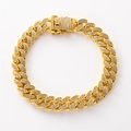 Luxe goudkleurige Cuban link armband met fonkelende strassteentjes voor dames en heren - Goud 7 inch (18 cm)