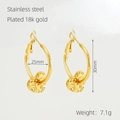 Polished 18K gold plated heart charm earrings with hammered stainless steel texture - Hammered Heart Style (ZE1269G)