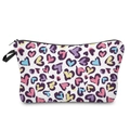 Modische Kosmetiktasche mit buntem Leoparden-Herz-Druck und 3D-Digitalmuster-Reißverschluss - 52160