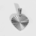 Pendentif cœur vintage en argent avec gravure rayons de soleil en acier inoxydable - U09-Cœur Plissé / Acier