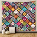 Bohemian mandala tapestry with colorful geometric patterns for home wall decoration - Gt230391 / 73X95CM (Brushed Fabric)