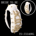 Diadema blanca con nudo y letras Bride To Be con pedrería para celebraciones - Blanco Anudado con Cuentas y Cristal-BRIDE TO BE