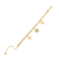 Golden stainless steel bracelet with star charms and blue evil eye detail on white background - Evil Eye Star (2#)