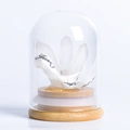 Crystal pillars in a glass dome on a wooden base with a Just for you decorative ribbon - Glass Dome Micro Landscape-Clear Quartz Point