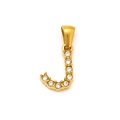 Pendentif lettre J en acier inoxydable doré serti de zircons brillants pour collier - Lettre J (SP148G-J)