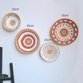 Decorazione da parete boho intrecciata arancione e bianca, diametro 25cm e 35cm - Set ABCD / Set da 4 pezzi