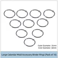 Set van 10 glanzende zilveren losbladige ringen met 35mm diameter voor DIY-schriften - Kalender Bindringen (Set van 10) / Zilver