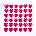 36 pieces of magenta heart-shaped acrylic rhinestones for DIY decoration projects - 10mm / Rose Red