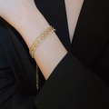 Set di bracciali eleganti con maglie geometriche dorate e cristalli scintillanti - Set di Gioielli d'Oro (HB2692-HN6578)