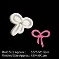 Silicone bow knot fondant mold with pink sample and dimensions for DIY cake decor - Style 3 Rope Knot Bow Grey