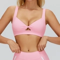 Rosa Yoga-Sport-BH mit Knotendetail und passende Leggings im Set mit Ausschnitt - S / Kirschblütenrosa