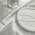 Minimalist S925 sterling silver gold plated bead chain necklace on white silk background - 45cm / Beaded Chain / Gold