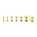 Lot de sept boucles d'oreilles haltères en acier inoxydable doré de tailles variées - 3mm / Doré