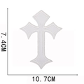 Detailed size specifications for white gothic cross embroidered patch measuring 10.7x7.4cm - No.1-White (W22SZJ-045-01)