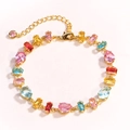 Detail of multi-color gemstone bracelet with adjustable gold chain and lobster clasp - 3*6+6*8mm Mixed Colorful (Gold)