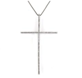 Collana con pendente a croce argento e micro-pave di zirconi con catena box sottile - Stile Croce Canna di Fucile in Zircone Bianco Snello (NB02-2) / Canna di Fucile/Bianco