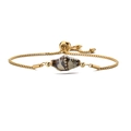 Adjustable golden cube chain bracelet featuring a natural shell conch charm on a white base - Ultramarine + Stainless Steel