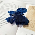 French vintage dark blue tortoise shell bow hair clip for elegant hair styling - Ink Blue Lace