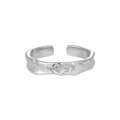 Minimalist S925 sterling silver open ring with textured bark pattern finish - Male Style / Size 18/Adjustable / White Gold