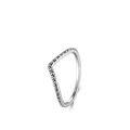 Minimalist S925 sterling silver V-shaped ring with beaded texture in silver finish - US Size 5 / Pin-fixing Type