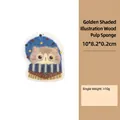 Compressed wood pulp cotton cleaning sponge featuring a cute golden cat illustration - Illustrated Golden Shorthair