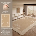 Plum blossom design home rug in light beige made of soft antibacterial Farman velvet - 140*200cm / Courtyard Plum