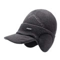 Gorro de invierno de punto gris oscuro con orejeras y visera para protección contra frío - gris oscuro