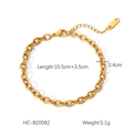 Detail of 18K gold plated stainless steel O-chain bracelet with size measurements - Gold Textured Link Chain (HC-B20082)