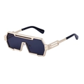 Lunettes de soleil futuristes en métal doré géométrique avec verres foncés - Monture Dorée Verres Gris