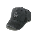 Detailed embroidery of a cartoon dog on a washed grey vintage style baseball cap - M (56-58cm) / Black