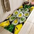 Absorbent flannel kitchen floor mat featuring a realistic 3D sushi roll pattern print - 40x60cm / Food Combo C