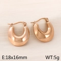 Pendientes de aro gruesos en forma de U de acero inoxidable pulido color oro rosa 18x16mm - Oro Rosa (KE110496-KFC)