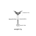 Piercing sopracciglio a pipistrello in acciaio inossidabile con misure e finitura metallo - Stile Pipistrello Argento (EY24120901-1)
