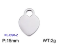 Pendentif coeur ajouré en acier inoxydable argenté 15mm avec poli miroir - Style Cœur Lisse Argent (KLJ090-Z)