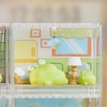 Capybara frog themed miniature desktop ornament in acrylic display box with cozy room scene - 1188-29C Indoor Leisure