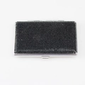 Double-sided rectangular case with black rhinestones and silver metal frame for women - Black