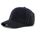 Gorra de béisbol de lana azul oscuro para hombre con orejeras de forro polar cálido - L (55-57cm) / Azul marino