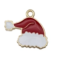 Ciondolo cappello di Natale in smalto rosso e bianco con bordo dorato e gancio - Stile Cappello di Natale (19565) / 1 Pezzo (18x20mm)