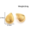 Minimalist gold teardrop earrings with elegant striped texture and wave pattern - YE-105-Gold