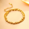 Bracelet double rang en acier inoxydable doré avec chaîne serpent et breloques cœur - Bracelet à Lame Double Couche Noeud Papillon Doré (T202)
