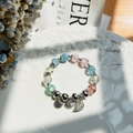 Chic multi-color beaded bracelet with silver sea star, shell and leaf pendants - S056-mixed Shell Leaf Safety Buckle Bracelet #sz470