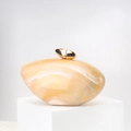 Acrylic bullet-shaped evening clutch bag with amber marble texture and gold metal clasp - 21*6.5*13 / Yellow Marble Pattern