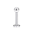 Detailed macro view of 16G stainless steel labret stud with a polished silver finish - Type G (Silver Flat Bottom Ball) / Silver