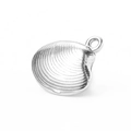 Silver stainless steel seashell pendant with realistic ribbed texture for jewelry making - Scallop / Steel
